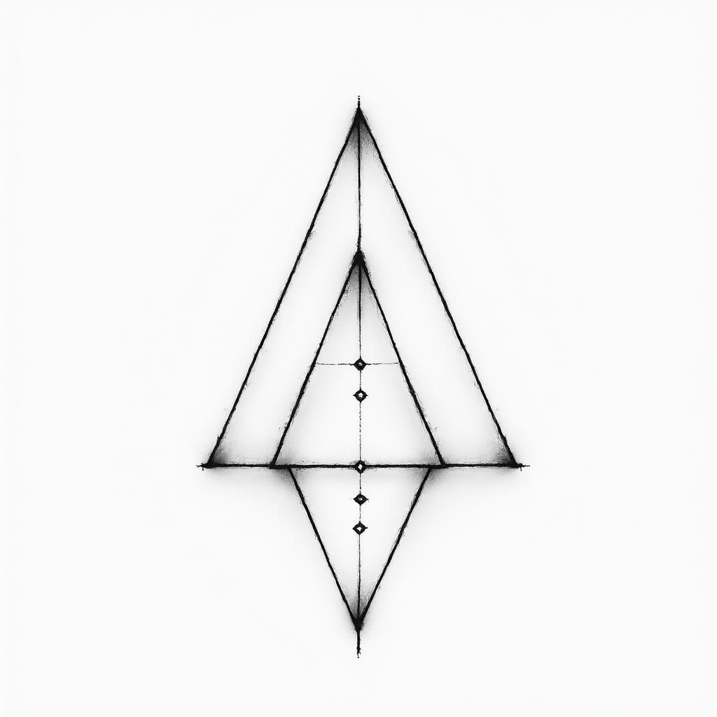 Salmain minimalist style tattoo, featuring simple shapes and fine lines, with minimal shading and details, tiny triangles, creating a sense of balance and harmony
