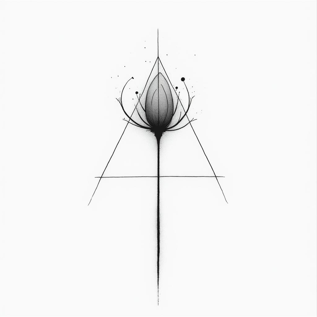 Salmain minimalist style tattoo, featuring simple shapes and fine lines, with minimal shading and details, tiny triangles, creating a sense of balance and harmony - Variation 4