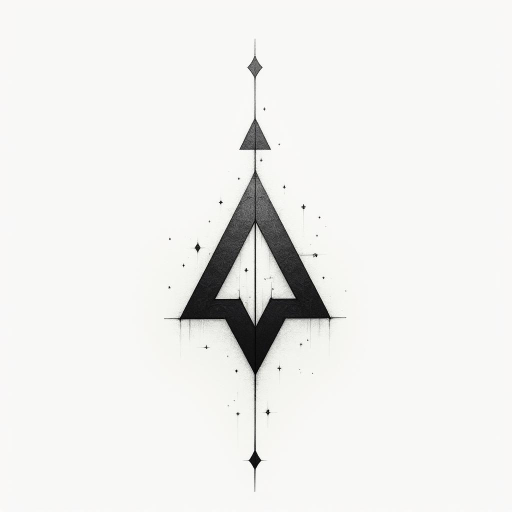 Salmain minimalist style tattoo, featuring simple shapes and fine lines, with minimal shading and details, tiny triangles, creating a sense of balance and harmony - Variation 2