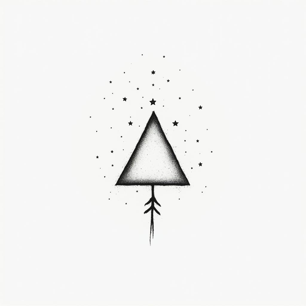 My dad past away I want something small that can remind me him . He was born in July and past away in December 2020 . He use to live Xmas seasonin minimalist style tattoo, featuring simple shapes and fine lines, with minimal shading and details, tiny triangles, creating a sense of balance and harmony