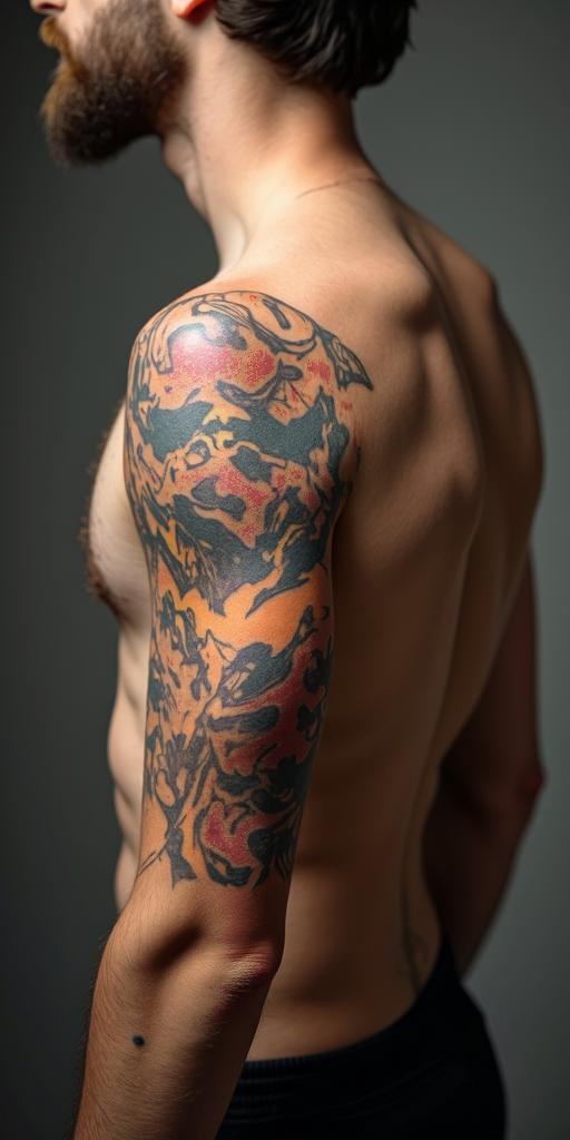 No looking backtext-based tattoo, gothic font ultra-realistic, perfectly placed, high-quality font design, photo-realistic shading, 8k, high quality, finely detailed typography - Variation 2