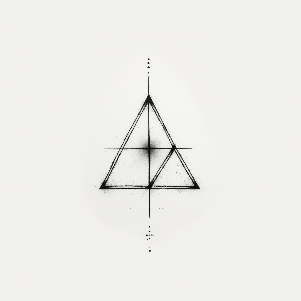Keondre ? Leo, 21in minimalist style tattoo, featuring simple shapes and fine lines, with minimal shading and details, tiny triangles, creating a sense of balance and harmony
