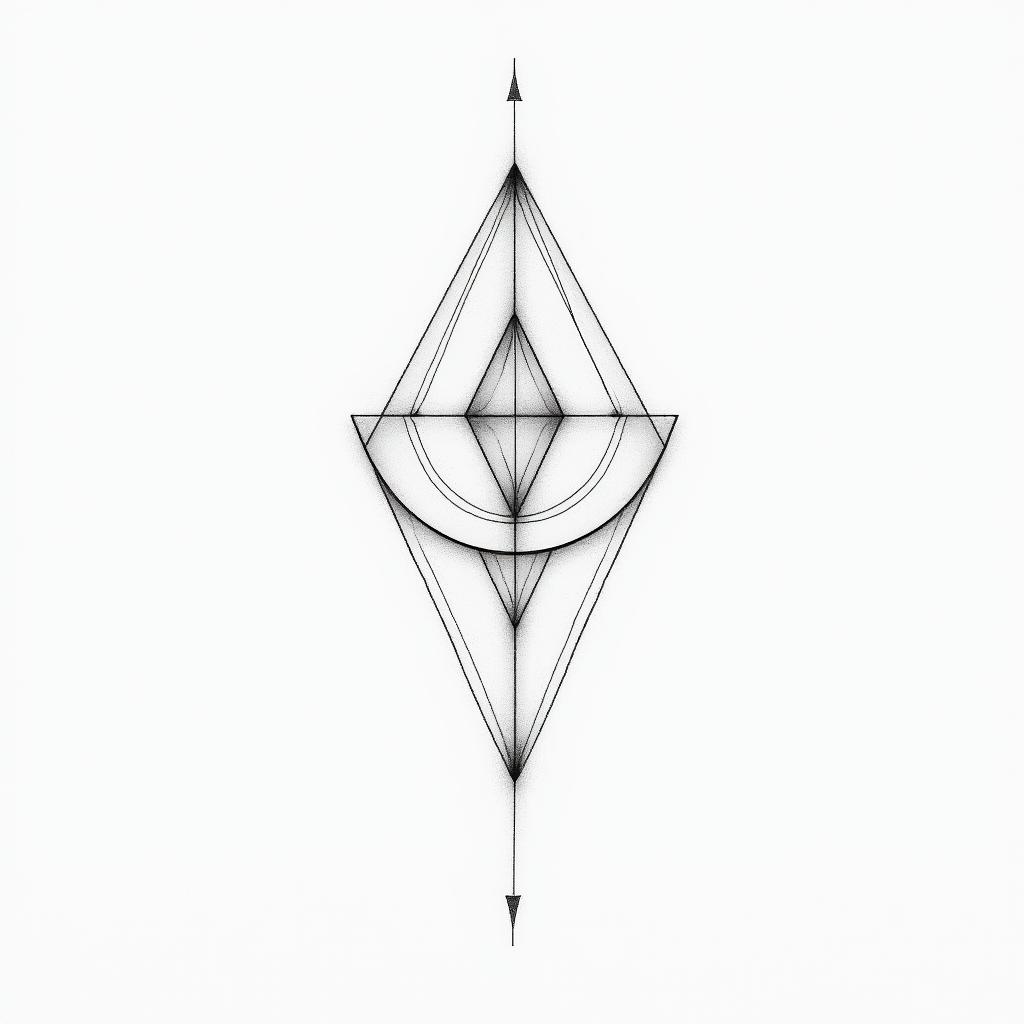 Keondre? Leo, 21in minimalist style tattoo, featuring simple shapes and fine lines, with minimal shading and details, tiny triangles, creating a sense of balance and harmony - Variation 2