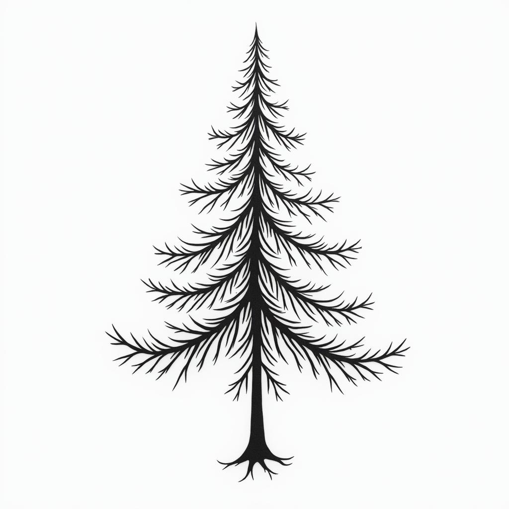 Xmas tree for dad that passed awayin minimalist style tattoo, featuring simple shapes and fine lines, with minimal shading and details, tiny triangles, creating a sense of balance and harmony - Variation 3