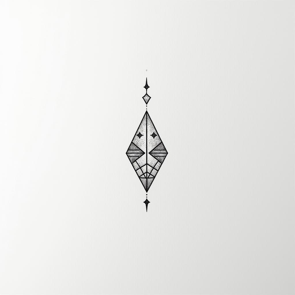 Ornament, Fineline, on the forearm just below the elbow.in minimalist style tattoo, featuring simple shapes and fine lines, with minimal shading and details, tiny triangles, creating a sense of balance and harmony