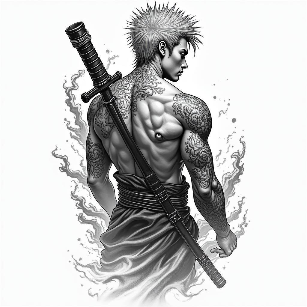 Jujutsu Kaisenin new school tattoo, pop culture, modern, detailed tattoo, illustrative - Variation 4