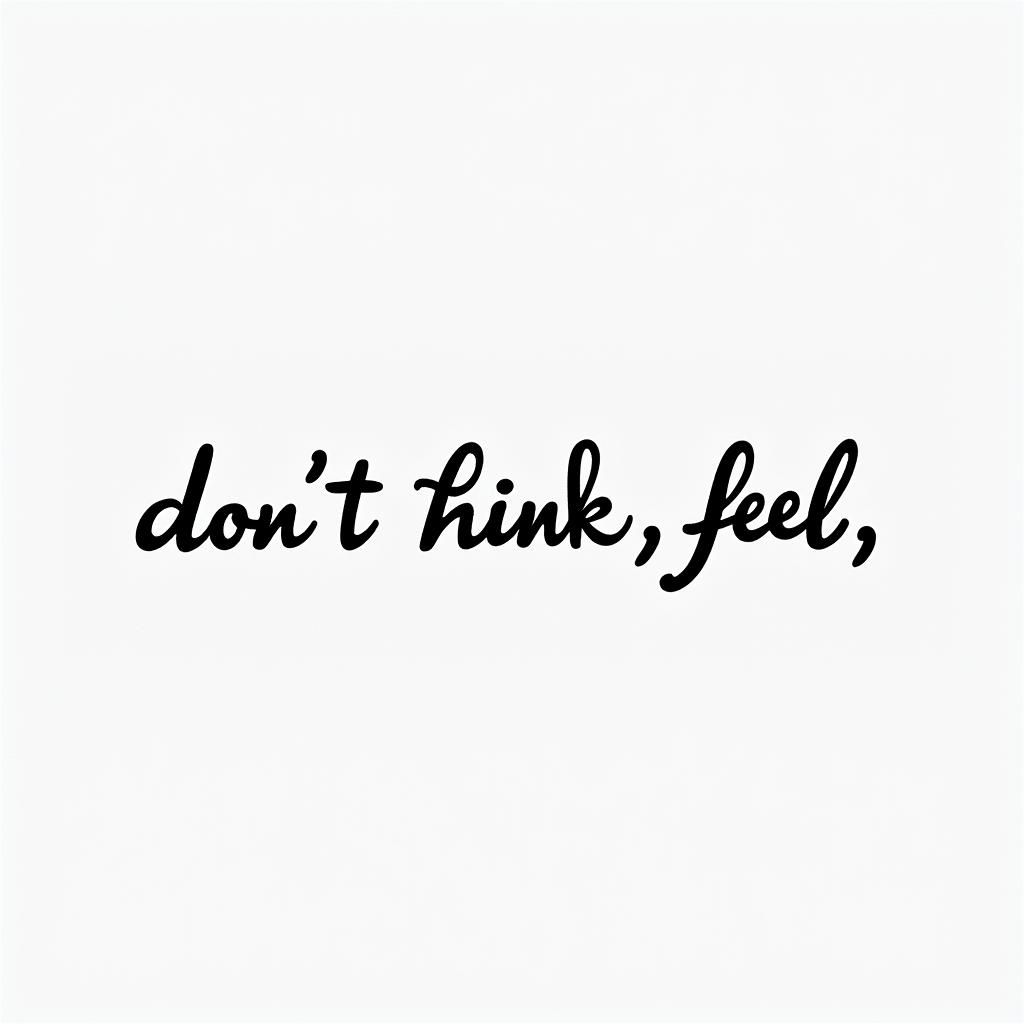 Don,t Think,Feelminimalist text-based tattoo, Monospace font ultra-realistic, perfectly placed, high-quality font design, photo-realistic shading, 8k, high quality, finely detailed typograph - Variation 6