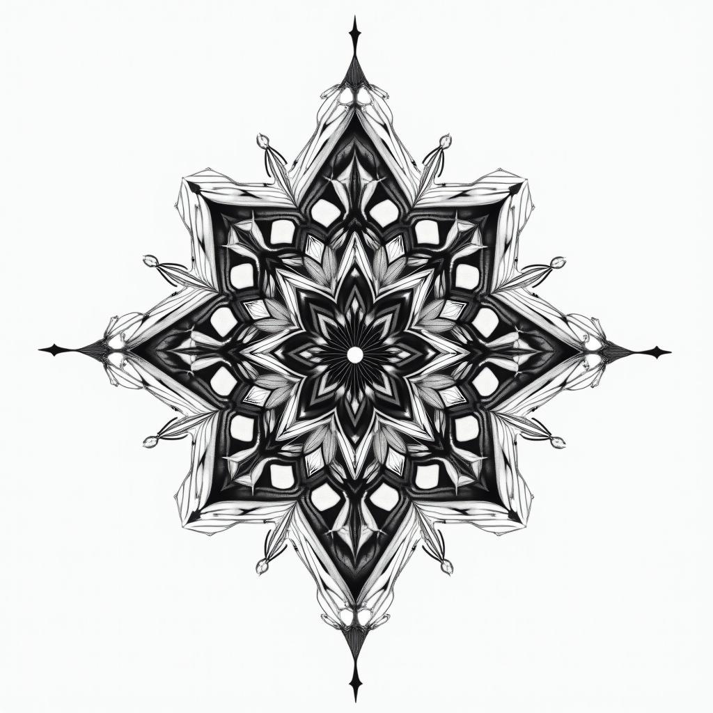And the spirit reigns over the flesh. in geometric style tattoo, blending hexagons, mandala-inspired patterns, symmetrical and fractal design, clean lines, sharp angles - Variation 2