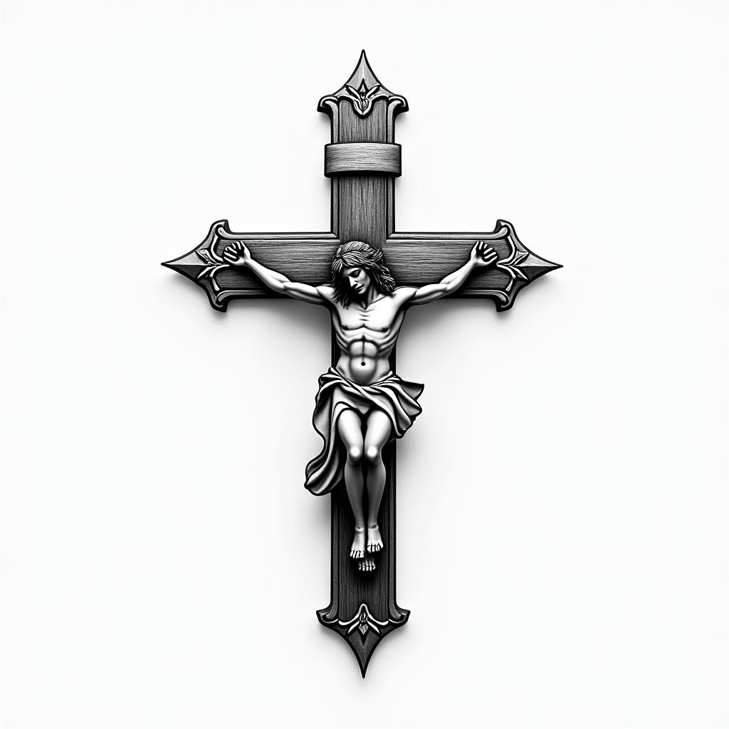 Christan, cross, goodhigly detailed tattoo - Variation 3