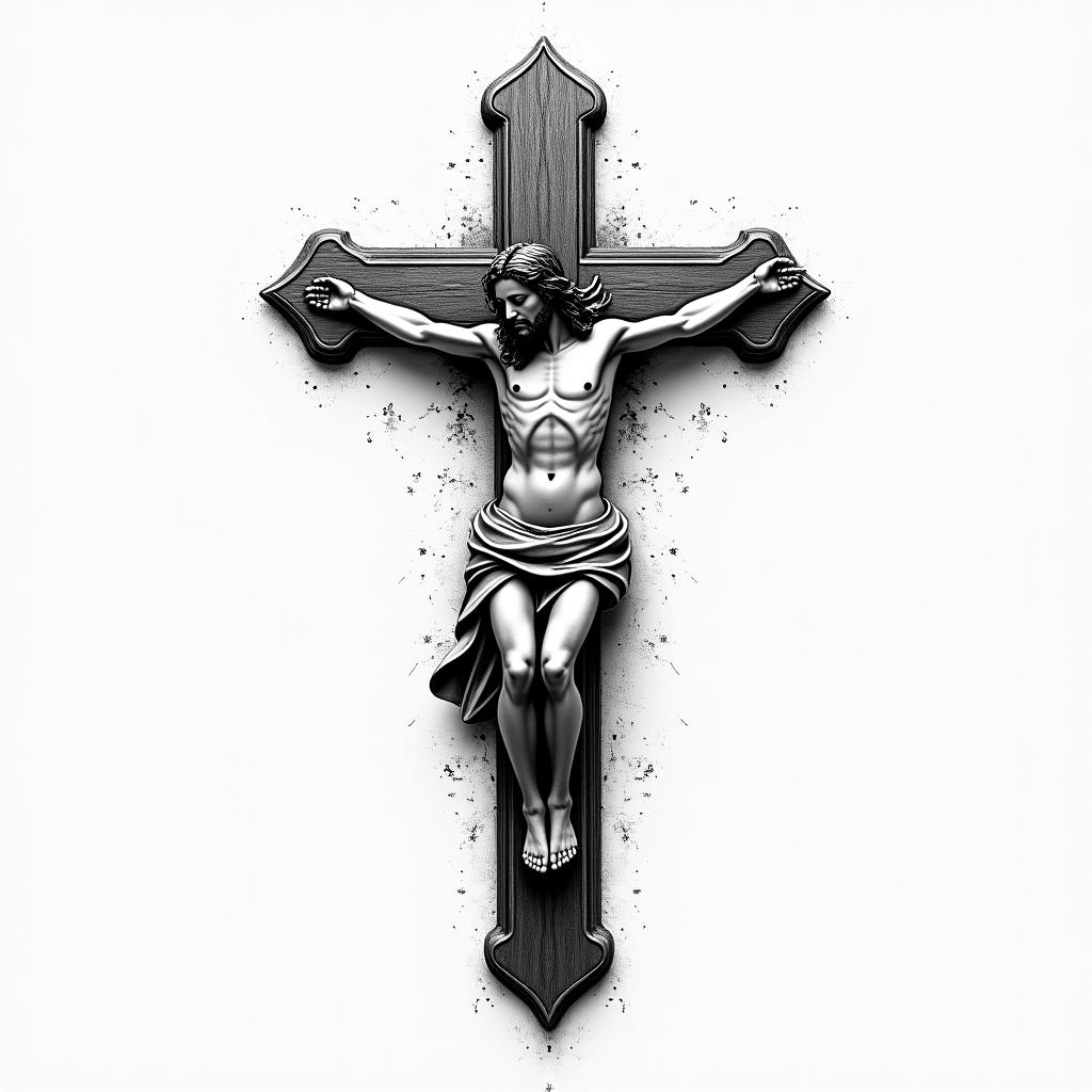 Christan, cross, god, detailedhigly detailed tattoo - Variation 4