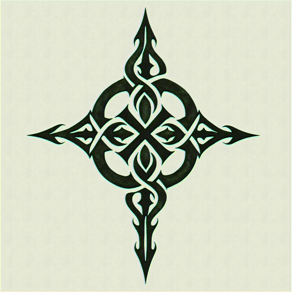Thorns, crossin tribal tattoo style, featuring bold and black geometric shapes, curved lines, intertwine and flow seamlessly, creating a powerful and symbolic design, polynesian and maori styles - Variation 3