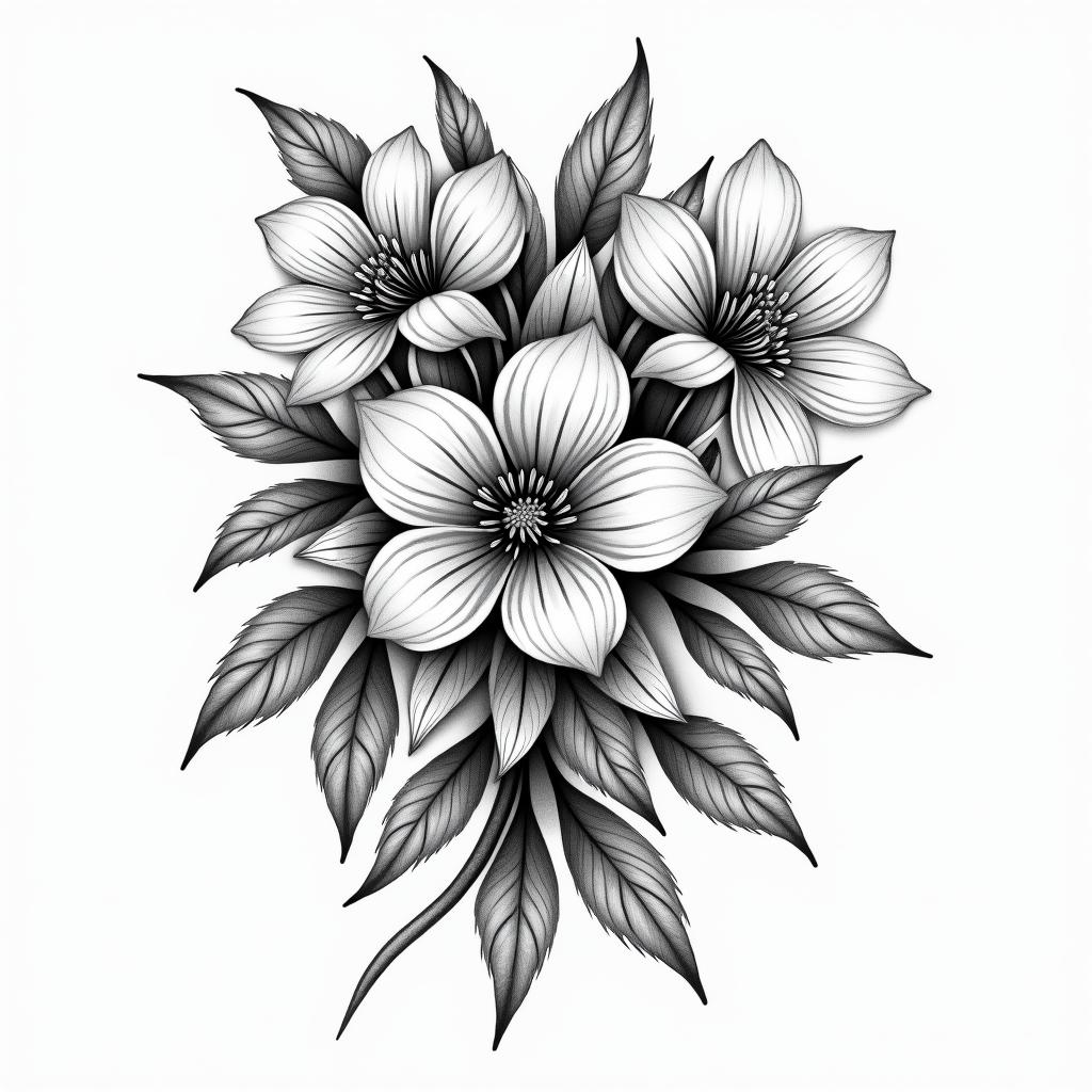 Floral 18 cmin bohemian style tattoo, 8k - Variation 3