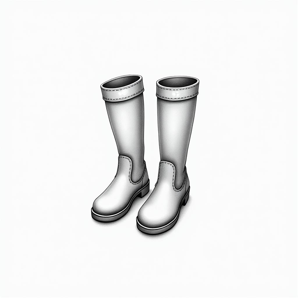 Rubber boots, shepard stickin minimalist style tattoo, featuring simple shapes and fine lines, with minimal shading and details, tiny triangles, creating a sense of balance and harmony
