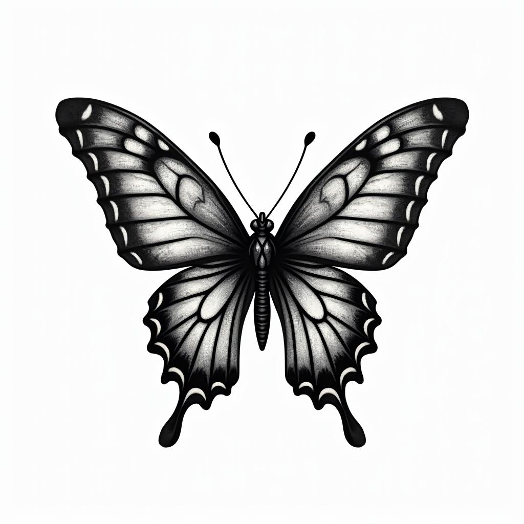 Butterfly with intricate wing patternsin bohemian style tattoo, 8k - Variation 3