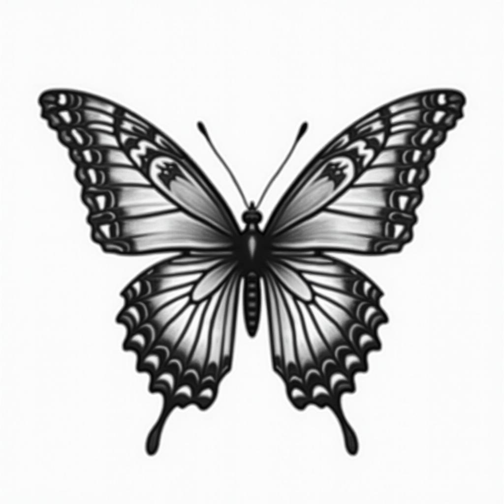 Butterfly with intricate wing patternsin bohemian style tattoo, 8k - Variation 2