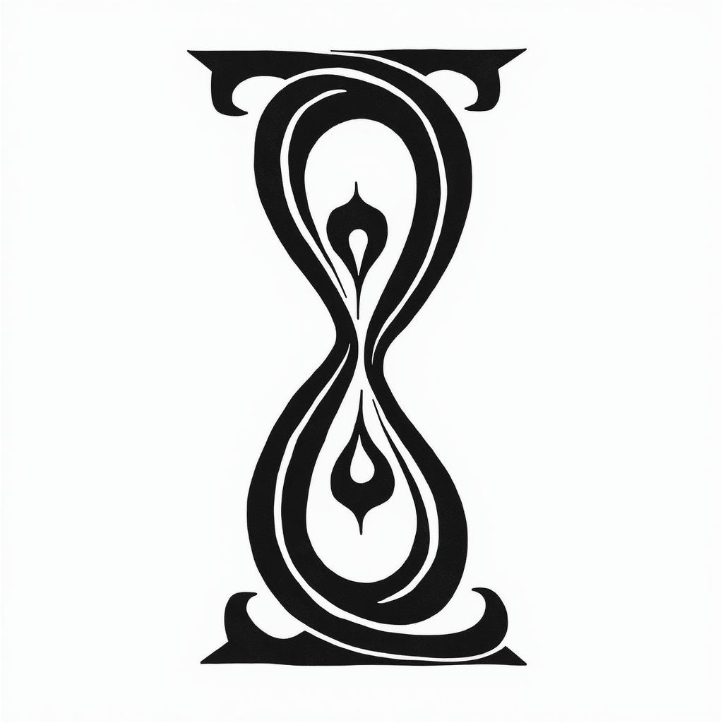 Hourglass, endin tribal tattoo style, featuring bold and black geometric shapes, curved lines, intertwine and flow seamlessly, creating a powerful and symbolic design, polynesian and maori styles - Variation 3