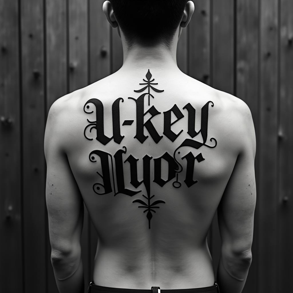 [u-key- yo] • Japanese (m.) living in the moment, detached from th bothers of life. the floating worldtext-based tattoo, gothic font ultra-realistic, perfectly placed, high-quality font design, photo-realistic shading, 8k, high quality, finely detailed typography - Variation 2