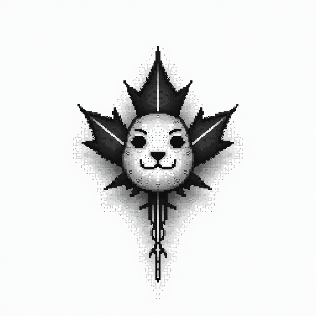 Canadain 8-bit tattoo style, minimalistic pixel style tattoo, pixel art with simplified shapes and retro gaming visuals, inspired by 8-bit pixel based detailing - Variation 3