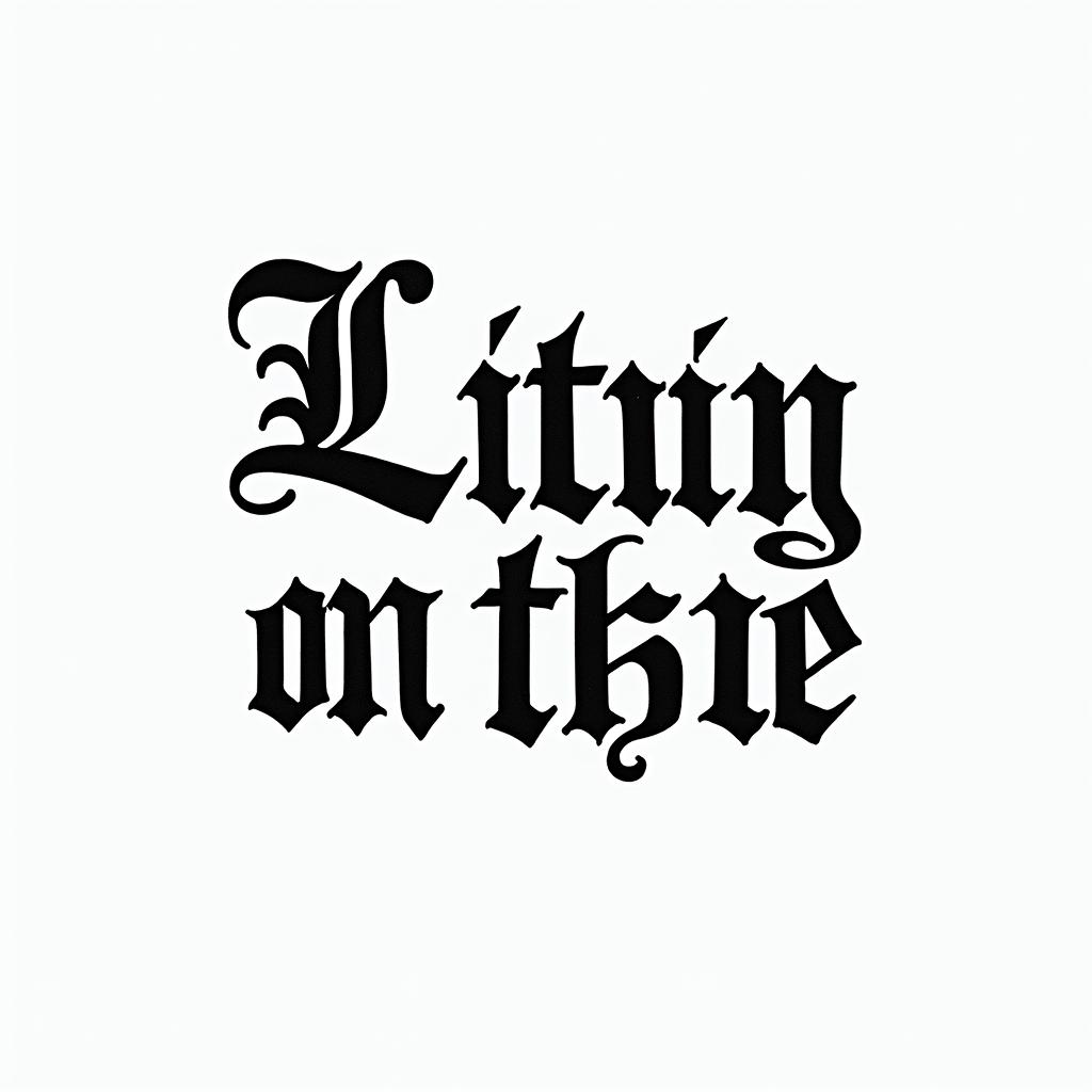 living in the moment, detached from th bothers of life. the floating worldtext-based tattoo, gothic font ultra-realistic, perfectly placed, high-quality font design, photo-realistic shading, 8k, high quality, finely detailed typography