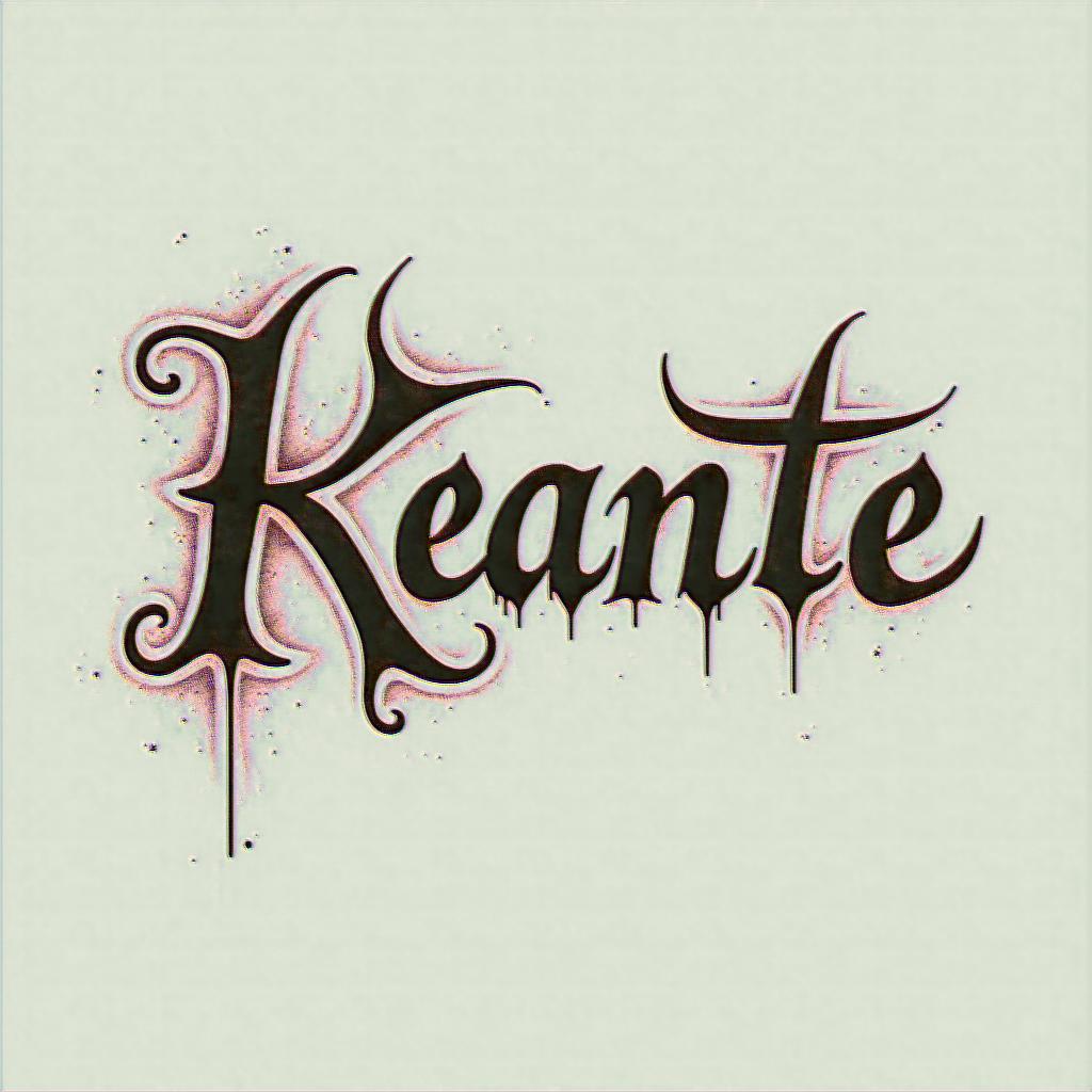 Keantetext-based tattoo, gothic font ultra-realistic, perfectly placed, high-quality font design, photo-realistic shading, 8k, high quality, finely detailed typography - Variation 2