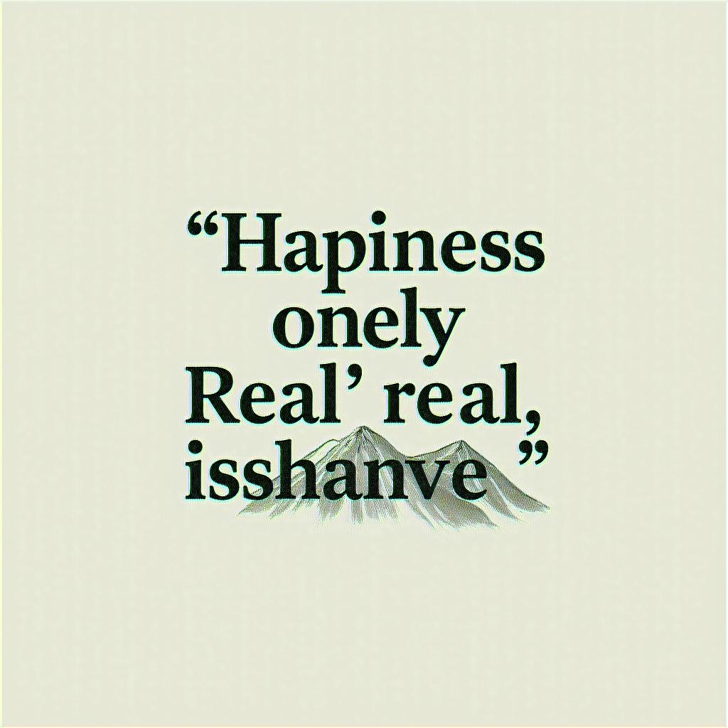 Quote: ‘Hapiness only real when shared’, mountainsminimalist text-based tattoo, Monospace font ultra-realistic, perfectly placed, high-quality font design, photo-realistic shading, 8k, high quality, finely detailed typograph - Variation 4