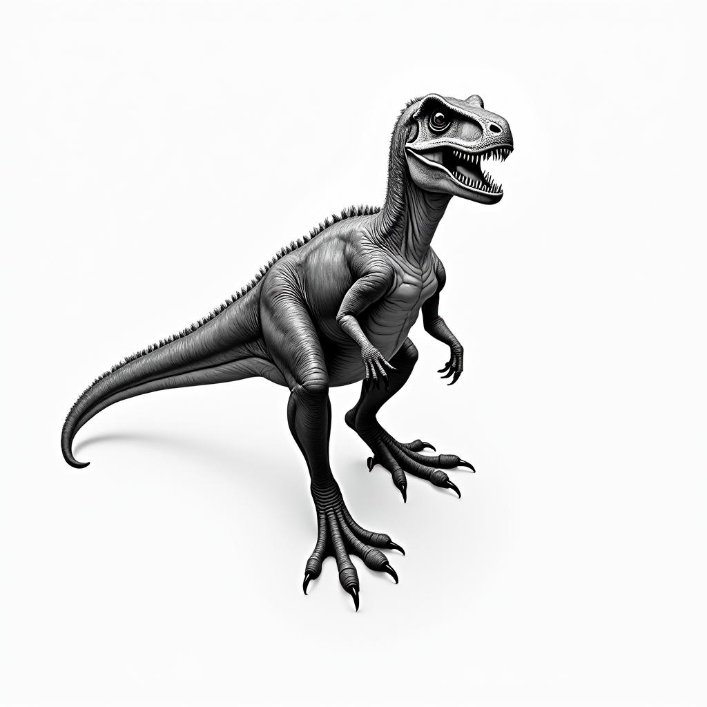 Velociraptorin realism tattoo style, featuring a highly detailed, lifelike, capturing every detail, photorealistic, ultra realistic, intricate shading, smooth and sharp,