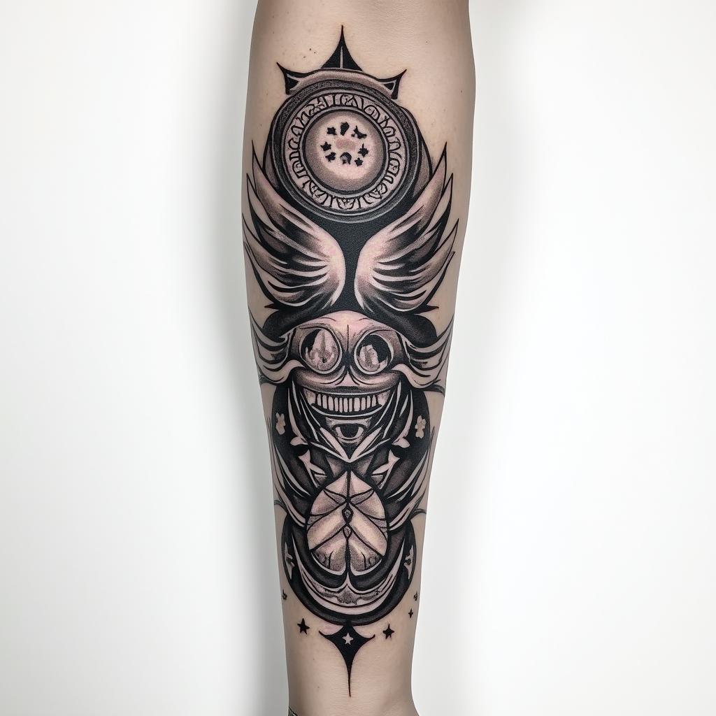 Full forearm tattoo with Virgo, Libra and Piscesin graffiti style tattoo, featuring bold and dynamic street art elements, spray-paint texture with exaggerated lines and expressive, chaotic brushstrokes, intricate lettering incorporated with graffiti tags, symbols like hearts, stars, and wings