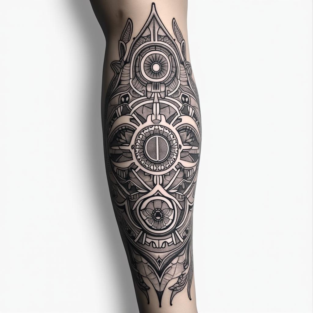 Full forearm tattoo with Zodiac signs Virgo, Libra and Piscesin tribal tattoo style, featuring bold and black geometric shapes, curved lines, intertwine and flow seamlessly, creating a powerful and symbolic design, polynesian and maori styles - Variation 2
