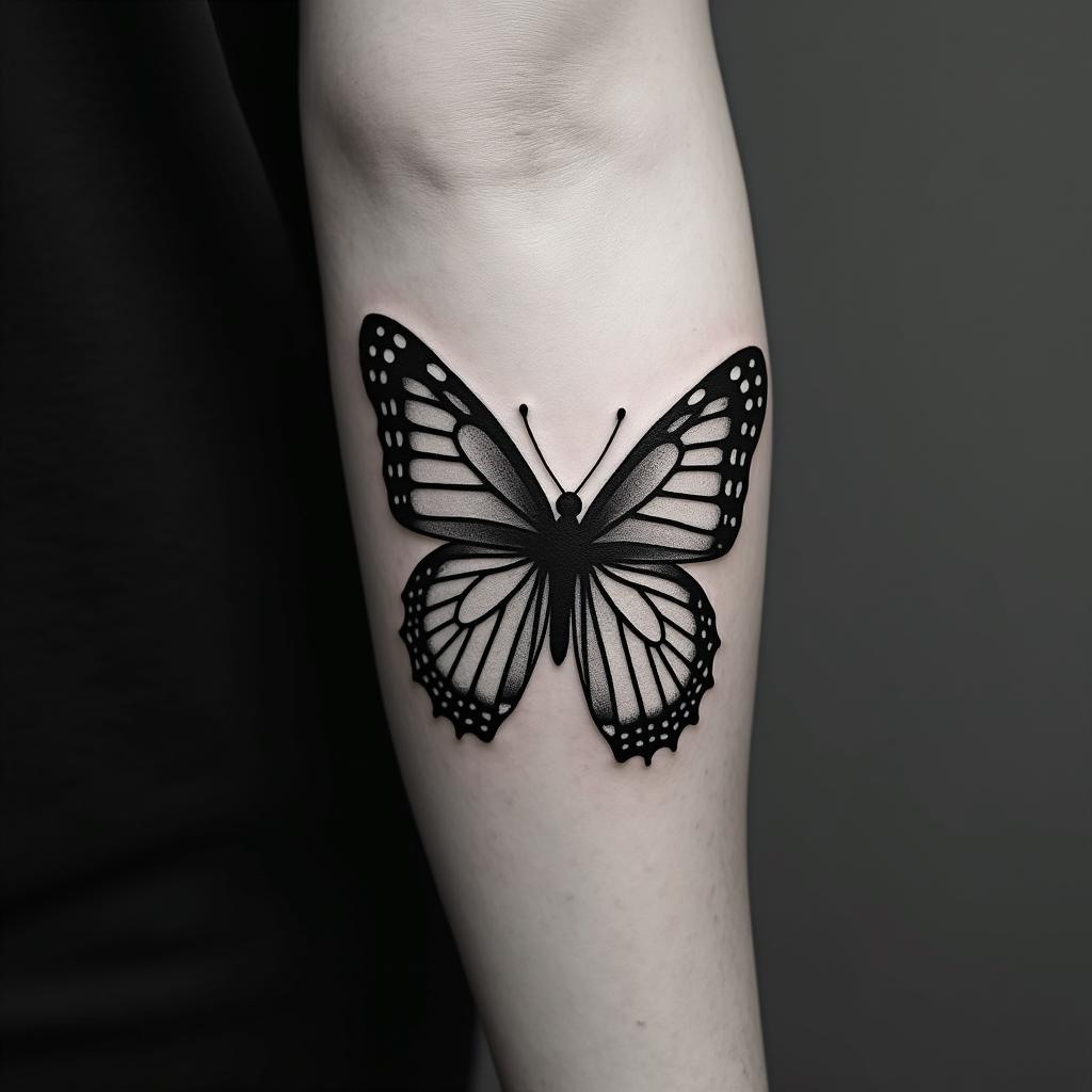 Butterfly with complicated wing patternshigly detailed tattoo - Variation 2