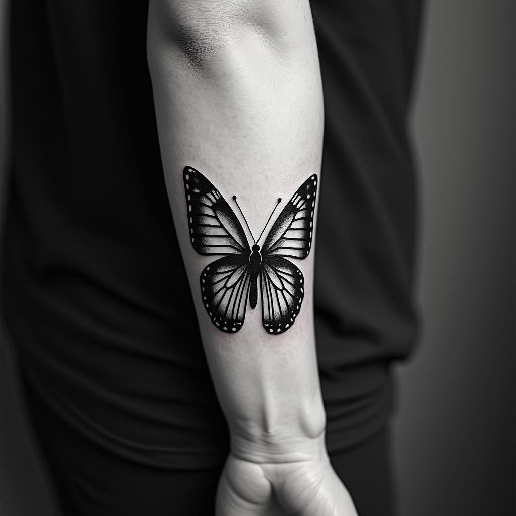 Butterfly with complicated wing patternshigly detailed tattoo - Variation 3