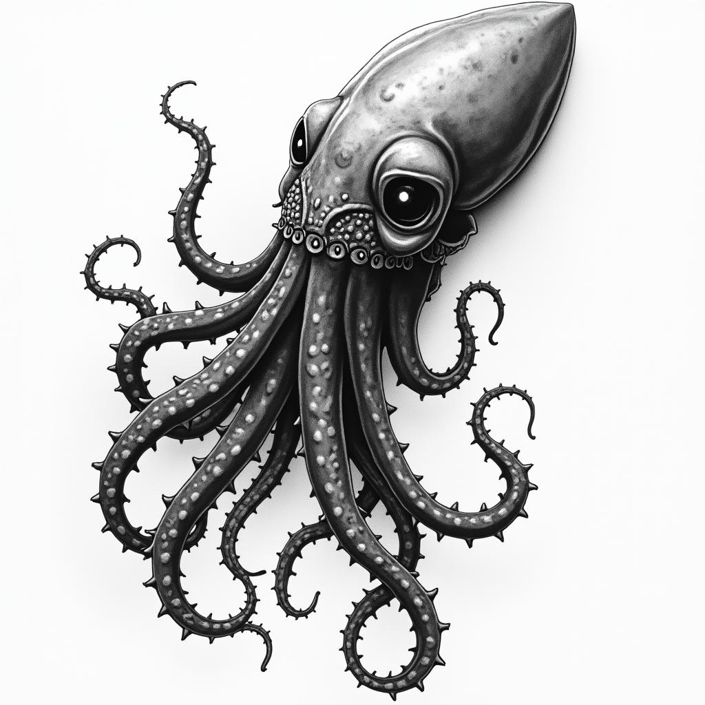 Masculine vampire squid shoulder tattoohigly detailed tattoo - Variation 8