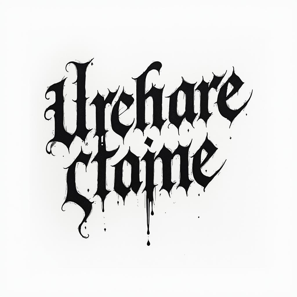 Writingtext-based tattoo, gothic font ultra-realistic, perfectly placed, high-quality font design, photo-realistic shading, 8k, high quality, finely detailed typography - Variation 2