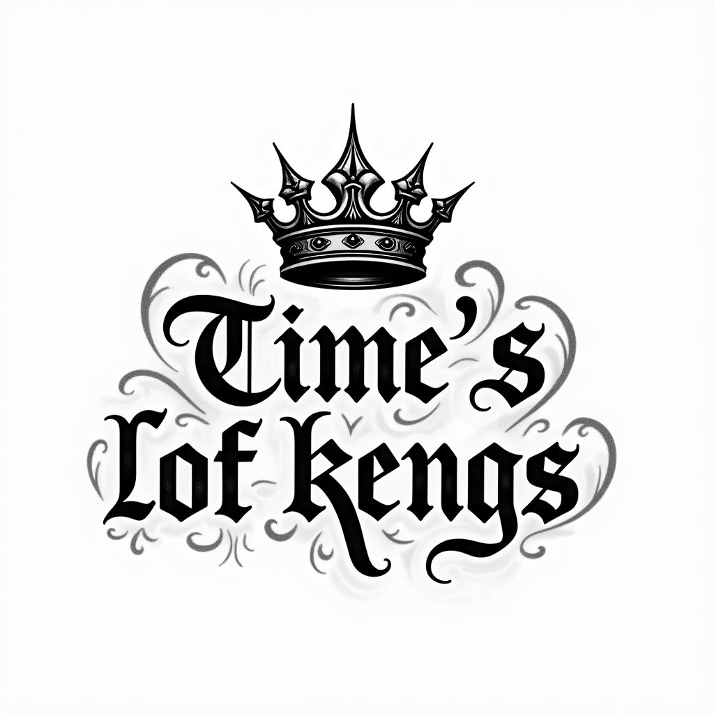 Time piece with what's a king without a crown and a simple crowntext-based tattoo, gothic font ultra-realistic, perfectly placed, high-quality font design, photo-realistic shading, 8k, high quality, finely detailed typography - Variation 2