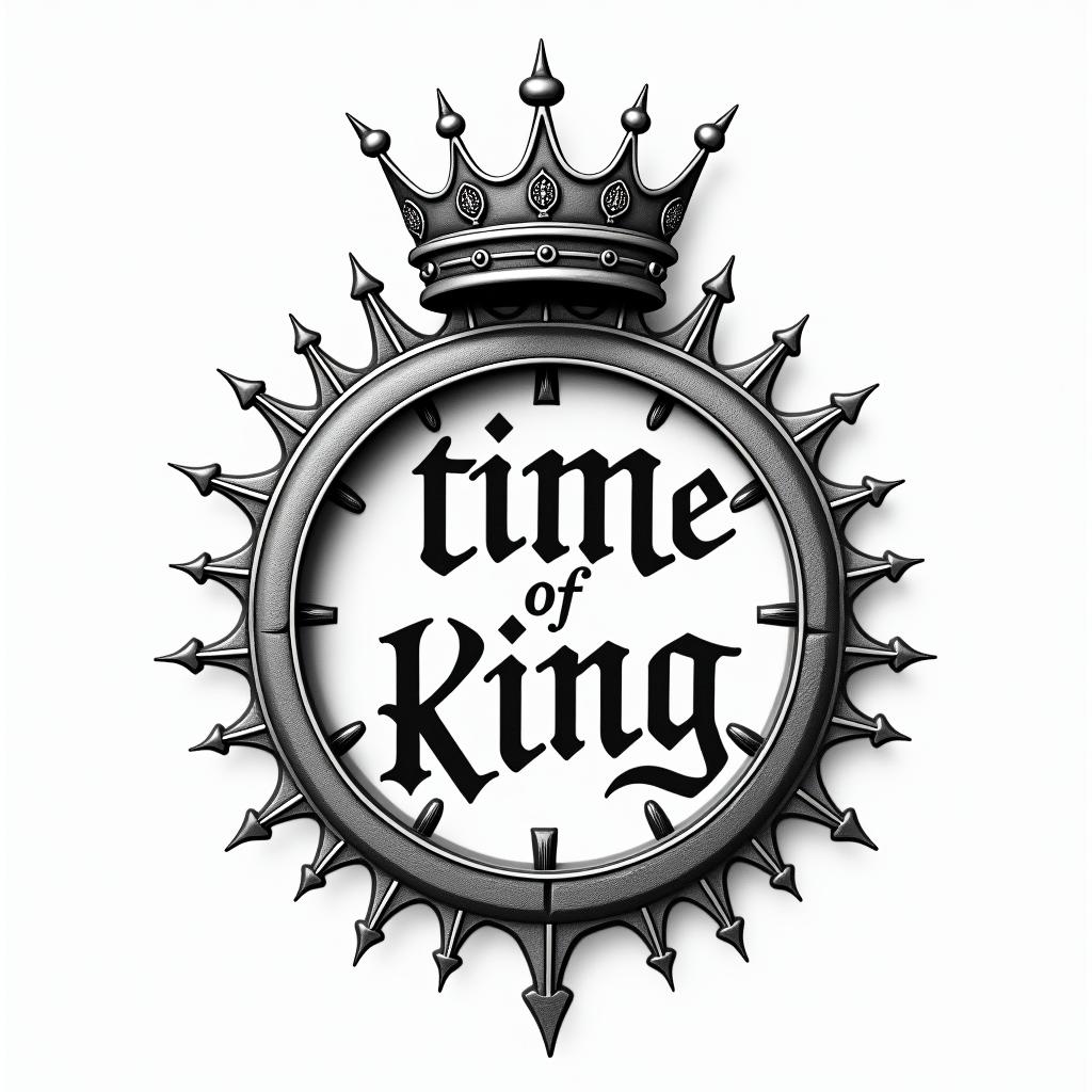 Time piece with what's a king without a crown and a simple crowntext-based tattoo, gothic font ultra-realistic, perfectly placed, high-quality font design, photo-realistic shading, 8k, high quality, finely detailed typography - Variation 4