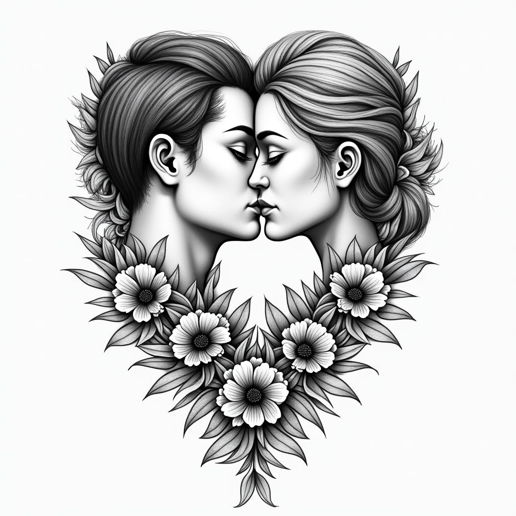 My name is Cristina and my partener is Ramses we have been trough a lot on our relationship - I have moved abroad but we always came back to each otherin ornamental tattoo style, featuring intricate symmetrical patterns and floral designs, showcasing highly detailed line work and geometric shapes, creating a sense of elegance and balance - Variation 4