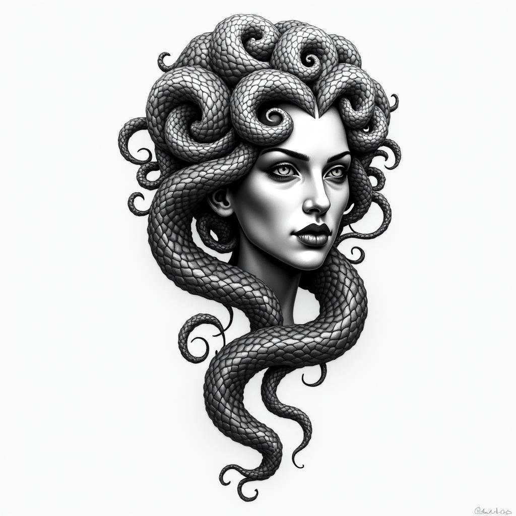 medusahigly detailed tattoo - Variation 14
