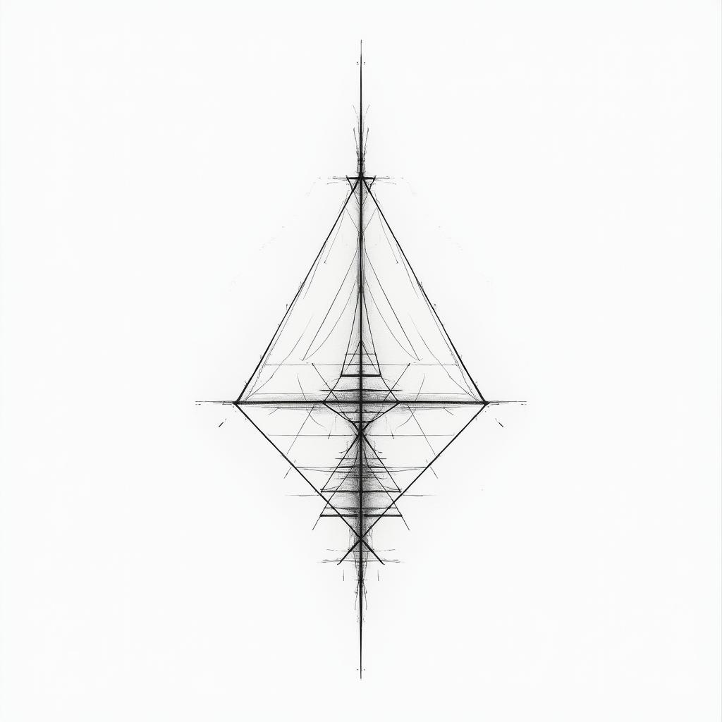 Leverage and I will move the world.in minimalist style tattoo, featuring simple shapes and fine lines, with minimal shading and details, tiny triangles, creating a sense of balance and harmony - Variation 3