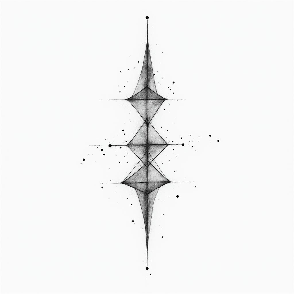 Leverage and I will move the world.in minimalist style tattoo, featuring simple shapes and fine lines, with minimal shading and details, tiny triangles, creating a sense of balance and harmony - Variation 2