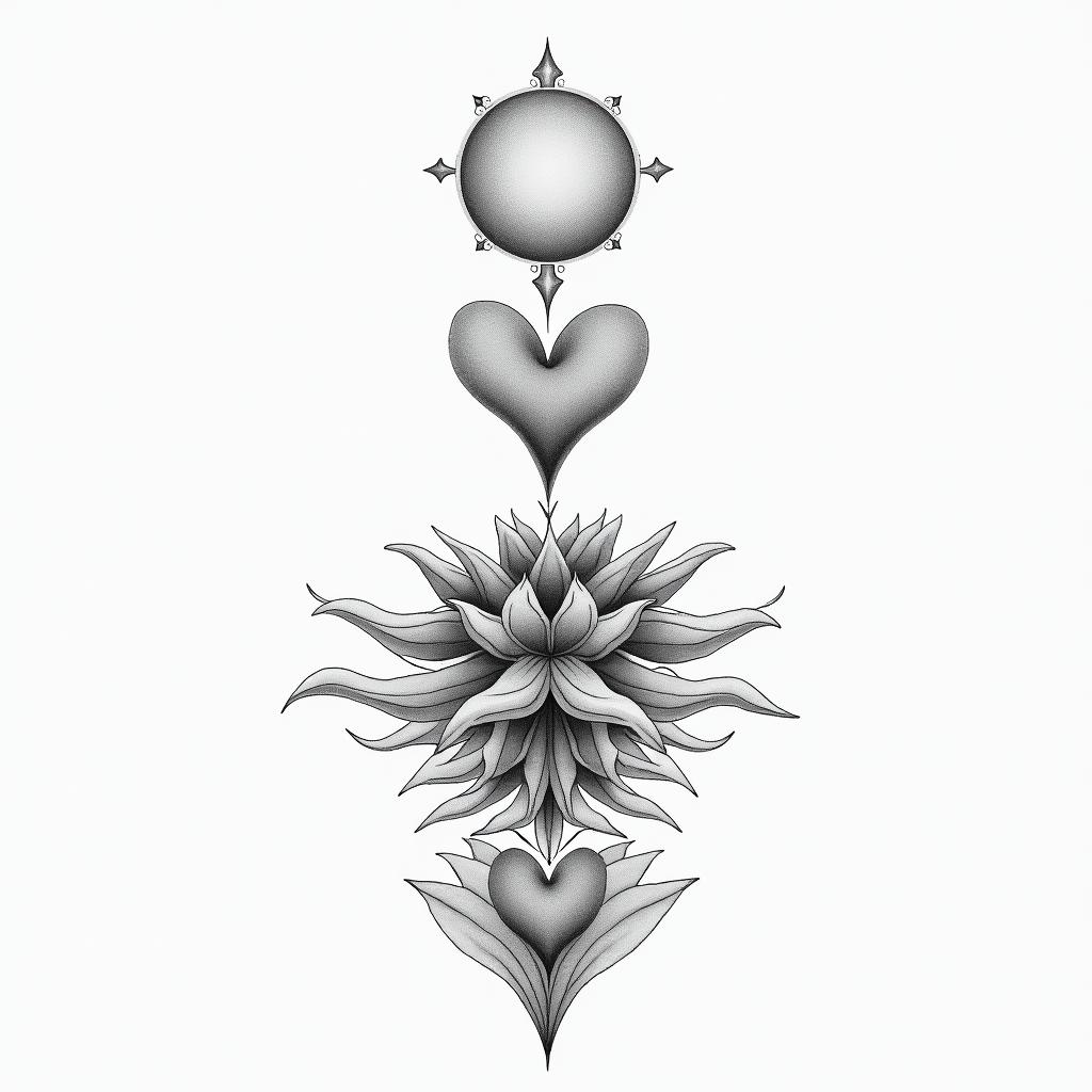 Balance, person, world, supportin Modest style tattoo, featuring soft, delicate line work with simple and meaningful symbols, gentle waves, a heart, evoking a sense of serenity and grace, - Variation 2