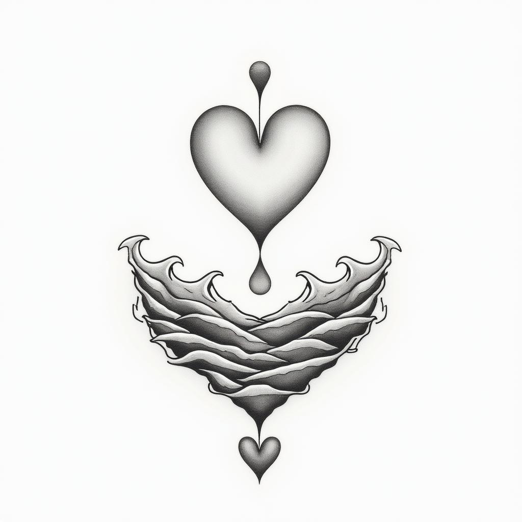 Balance, person, world, supportin Modest style tattoo, featuring soft, delicate line work with simple and meaningful symbols, gentle waves, a heart, evoking a sense of serenity and grace, - Variation 4