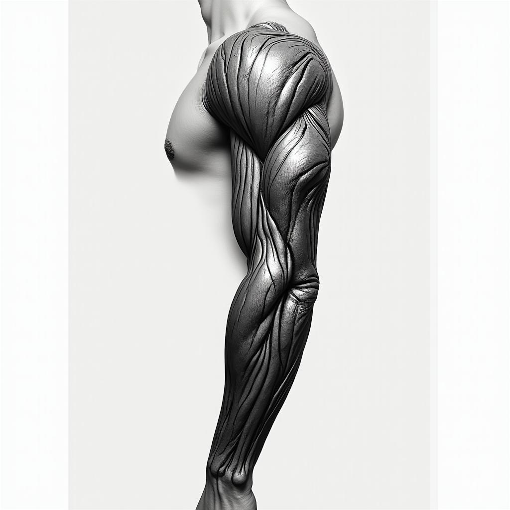 Mechanical and muscle tissue sleevein realism tattoo style, featuring a highly detailed, lifelike, capturing every detail, photorealistic, ultra realistic, intricate shading, smooth and sharp, - Variation 9