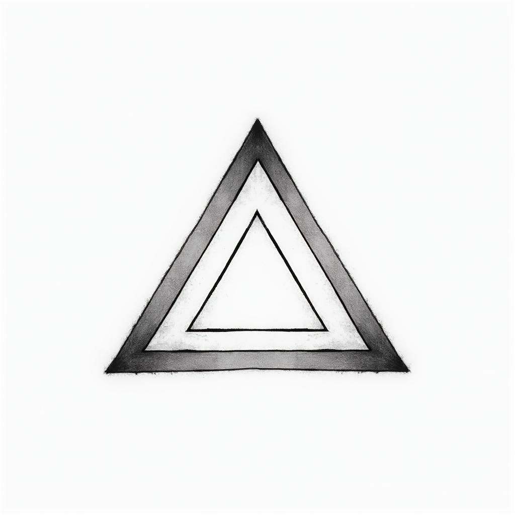 Simple triangle with a line throughtext-based tattoo, japanese font ultra-realistic, perfectly placed, high-quality font design, photo-realistic shading, 8k, high quality, finely detailed typograph - Variation 2
