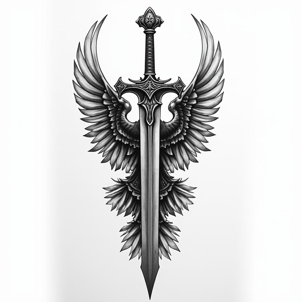 Sword of Damocles from sleep tokenhigly detailed tattoo - Variation 4