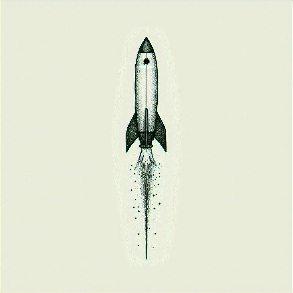 Fine line black rocketin minimalist style tattoo, featuring simple shapes and fine lines, with minimal shading and details, tiny triangles, creating a sense of balance and harmony - Variation 4