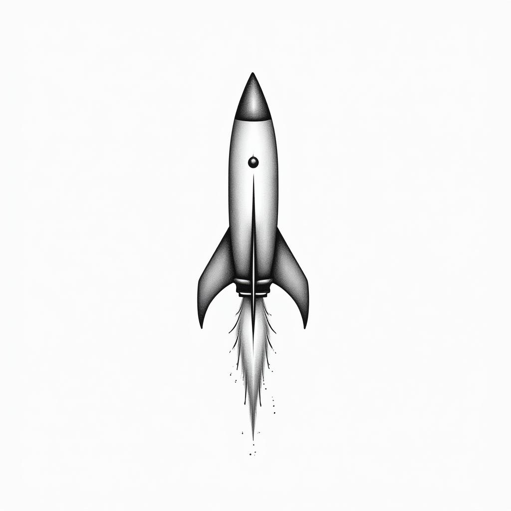 Fine line black rocketin minimalist style tattoo, featuring simple shapes and fine lines, with minimal shading and details, tiny triangles, creating a sense of balance and harmony - Variation 2