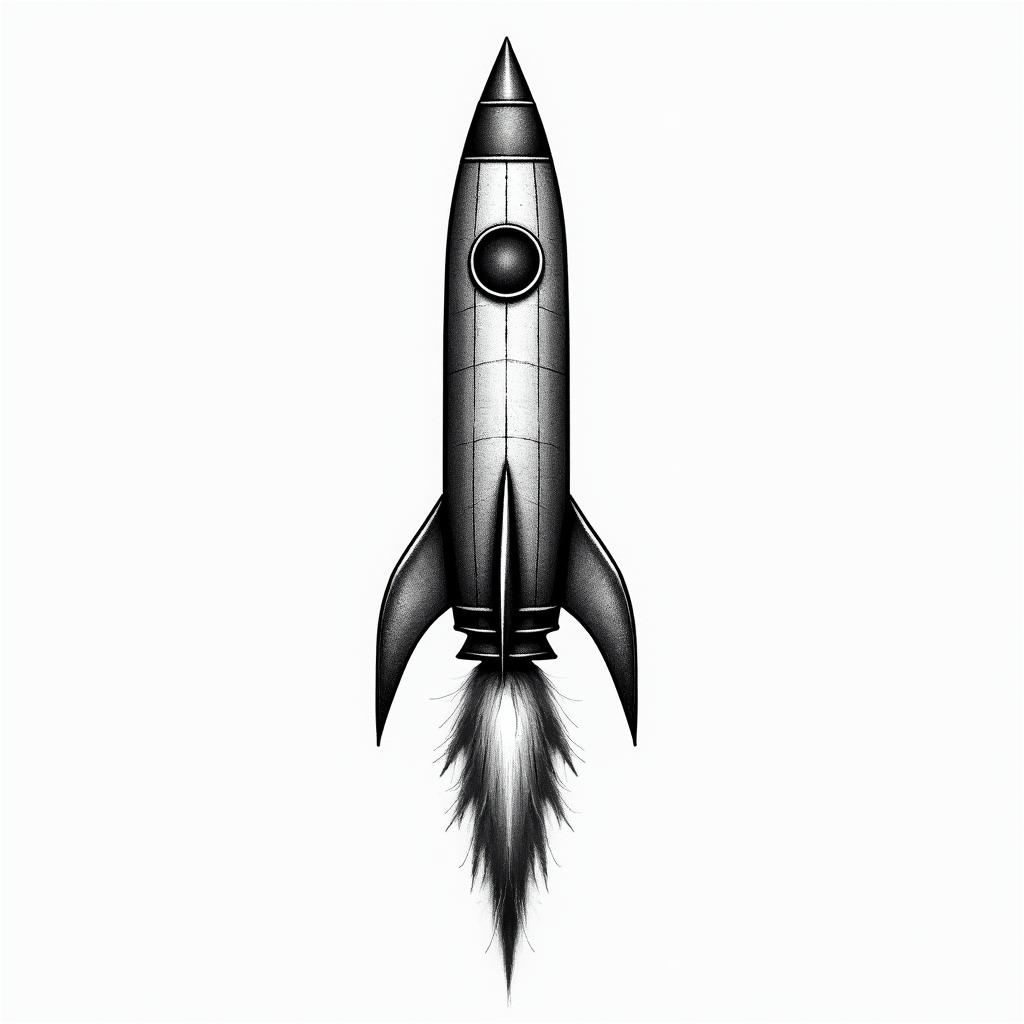 Fine line black rocketin bohemian style tattoo, 8k - Variation 4