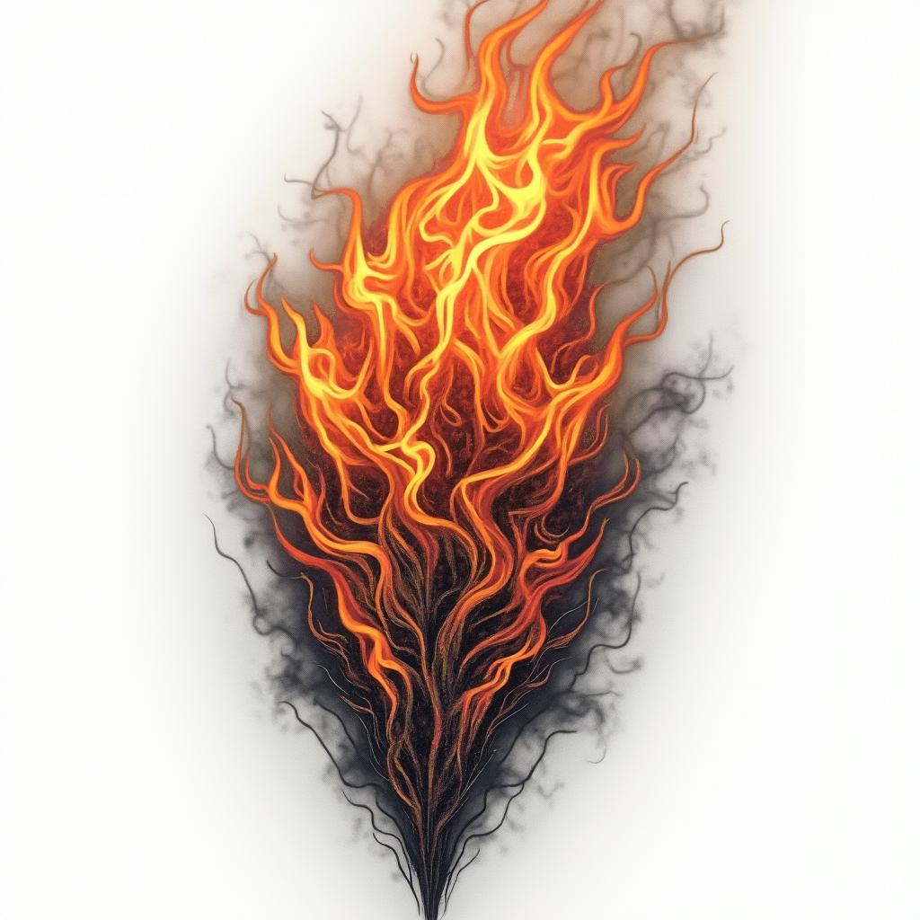 Joelina, Waage, Stuttgartin flame tattoo style showcasing fiery elements with dynamic flame patterns, glowing effect of flames, natural colors - Variation 3