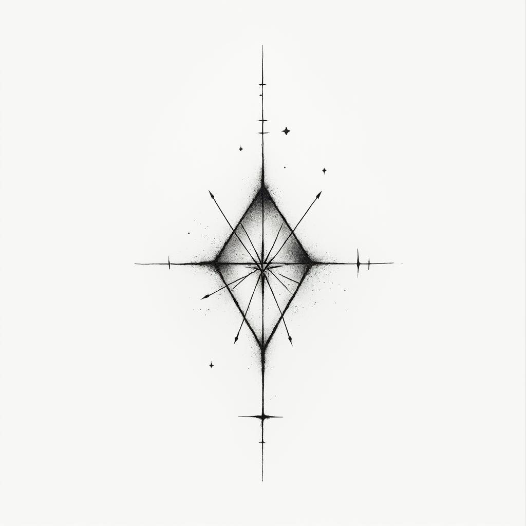 Eliot Betzain minimalist style tattoo, featuring simple shapes and fine lines, with minimal shading and details, tiny triangles, creating a sense of balance and harmony - Variation 3