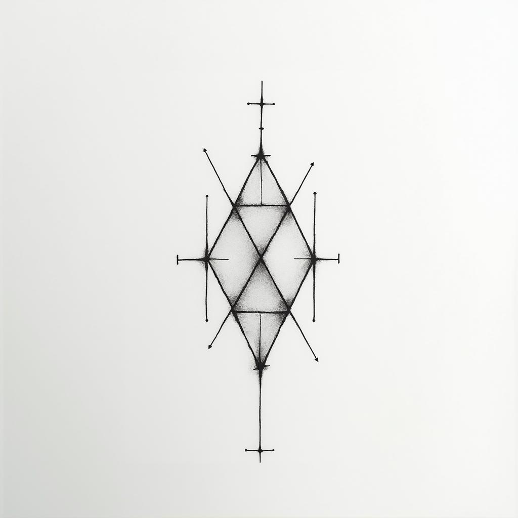 Eliot Betzain minimalist style tattoo, featuring simple shapes and fine lines, with minimal shading and details, tiny triangles, creating a sense of balance and harmony - Variation 4
