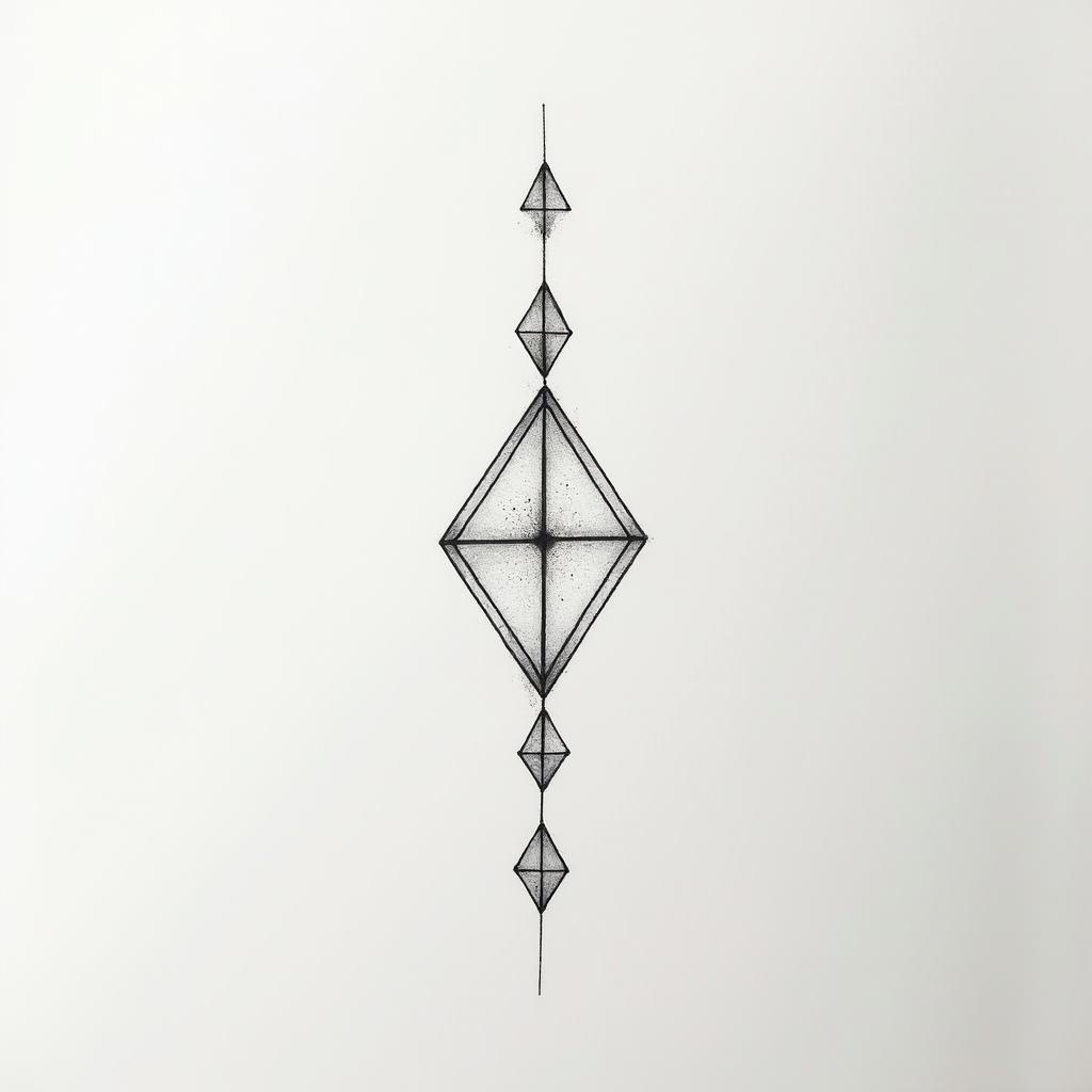 Eliot Betzain minimalist style tattoo, featuring simple shapes and fine lines, with minimal shading and details, tiny triangles, creating a sense of balance and harmony - Variation 2